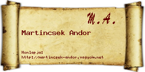 Martincsek Andor névjegykártya